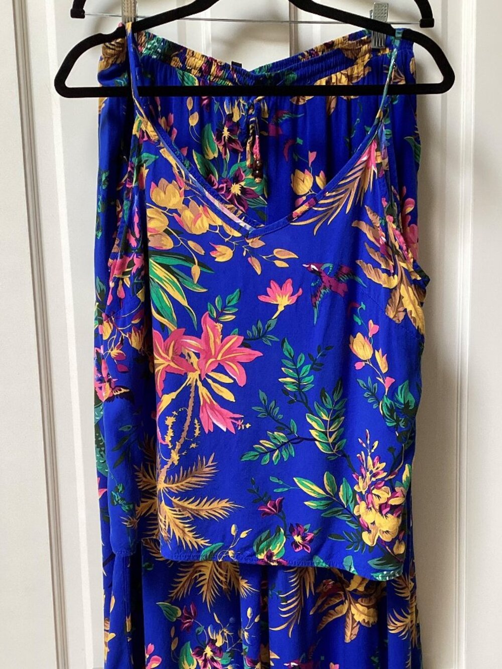 Cynthia Rowley blue floral two-piece set, rayon, size XL